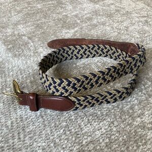 Vintage L.L. Bean Woven Belt Neutral Classic Leather